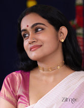 AG101758 - Gold tone Kashu Lakshmi choker Necklace with matching Earring 2-Zilmor