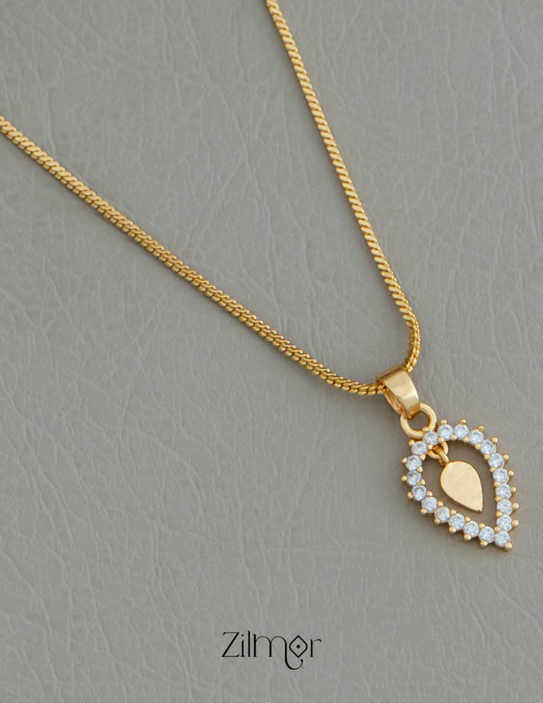 AG101798 - Gold Tone AD Stone Pendant Simple Necklace 2-Zilmor