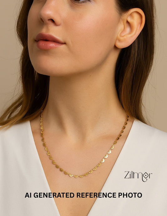 KT1011683- Gold toned Simple Star Moon Chain Necklace 3-Zilmor