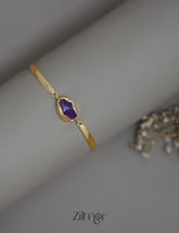 AS1011182 - Gold Toned Adjustable Natural Stone Bangle 1-Zilmor