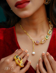 AS1011270 - Natural Raw stone with Link chain Necklace 1-Zilmor