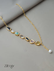 AS1011270 - Natural Raw stone with Link chain Necklace 3-Zilmor