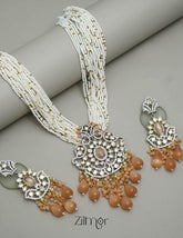 American Diamond Beaded Long Necklace Earring Set (color option)- FS100142 1-Zilmor