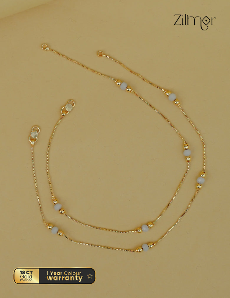 Gold Toned bead pair Anklet-1
