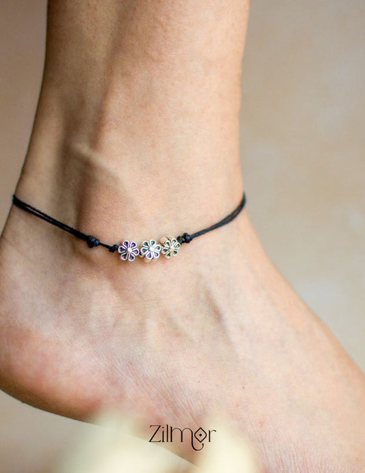 Aster Flower Charm Anklet 2-Zilmor