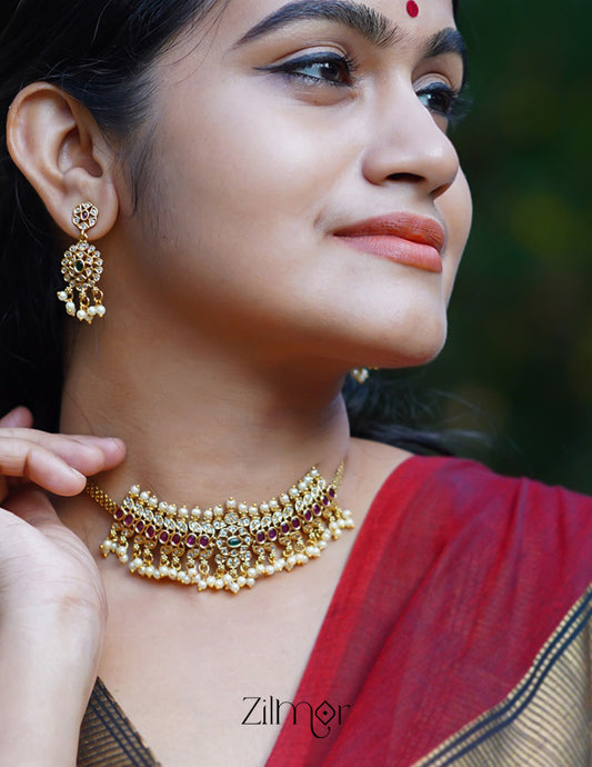 BH101271 - Premium Antique Kemp Stone Bridal Necklace 1-Zilmor