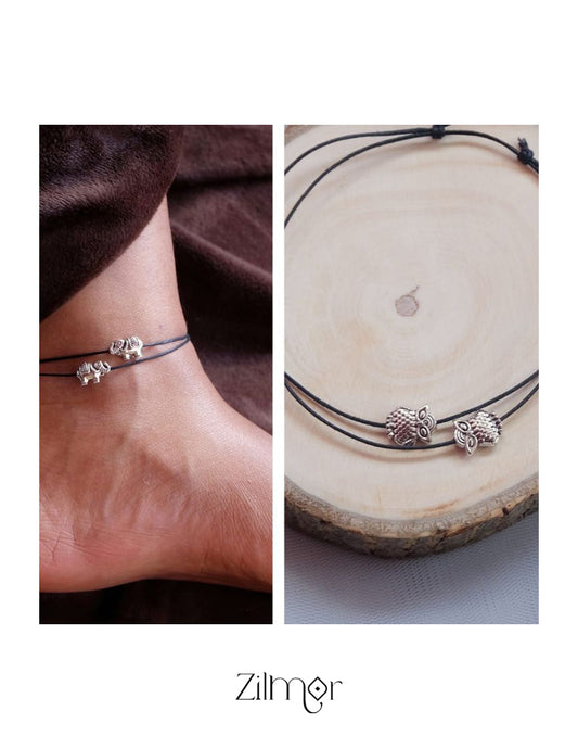 Combo of Owl & Elephant Charm Anklets 1-Zilmor