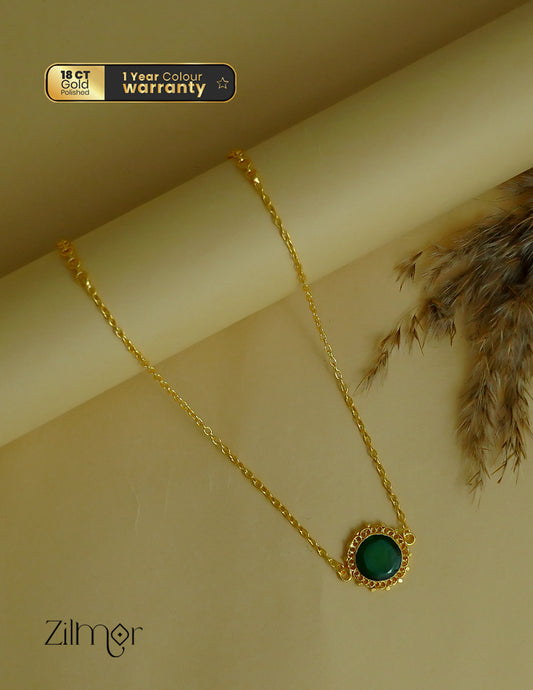 KY1011852- Gold Tone Palakka Round Pendant choker (color option)