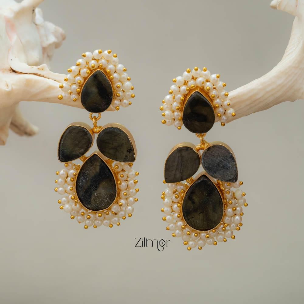 Natural Raw Stone Earrings color option KE100391 Zilmor