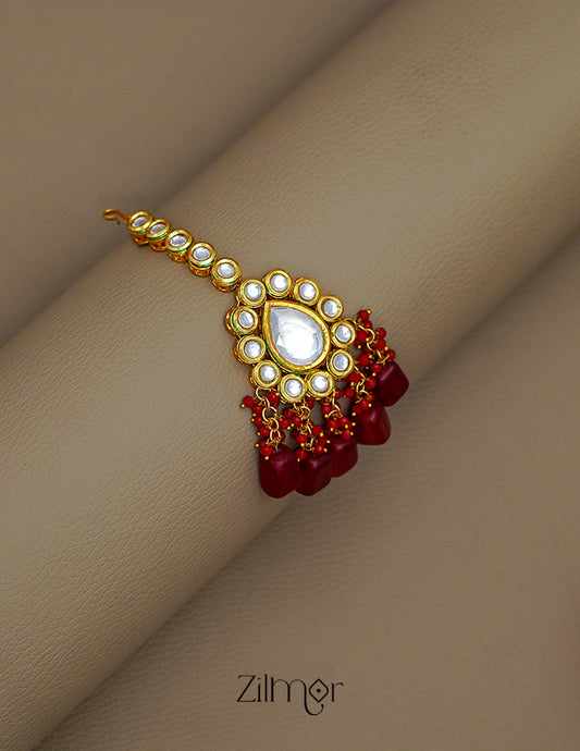 FS1011234 - Kundan & Beaded Maang Tikka 1-Zilmor