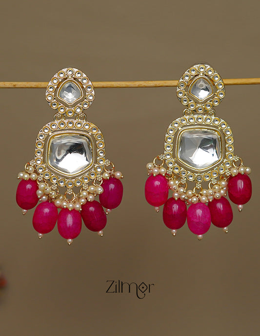 FS1011241 - Beads Hanging Kundan Earrings 1-Zilmor