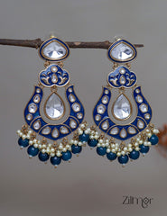 FS1011254 - Kundan Chandbali Studded Drop Earrings 4-Zilmor