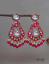 FS1011254 - Kundan Chandbali Studded Drop Earrings 1-Zilmor