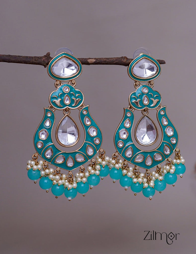 FS1011254 - Kundan Chandbali Studded Drop Earrings 9-Zilmor