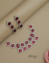 FS1011257 - Silver Plated Crystal Stone Necklace Earrings Set 1-Zilmor