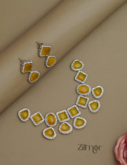 FS1011257 - Silver Plated Crystal Stone Necklace Earrings Set 3-Zilmor