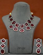 FS1011257 - Silver Plated Crystal Stone Necklace Earrings Set 2-Zilmor