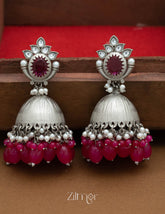 FS101585 - Silver Jumkha Earrings (color option) 1-Zilmor