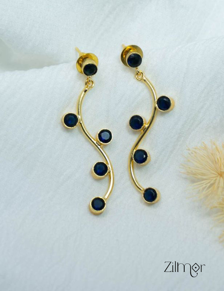 Glossy Golden Stem Earrings (color option) - AS100736 6-Zilmor