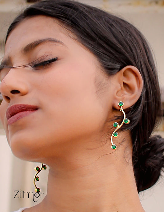 Glossy Golden Stem Earrings (color option) - AS100736 2-Zilmor