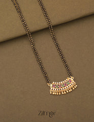 Gold Plated AD Stone Pendant Mangalsutra Necklace - SR100558 4-Zilmor