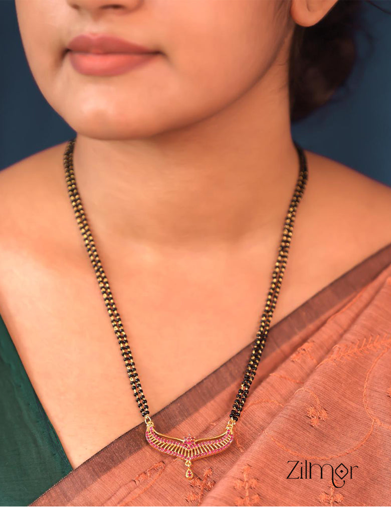 Gold Plated AD Stone Pendant Mangalsutra Necklace SR100566