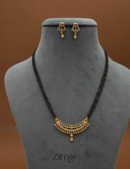 Gold Plated AD Stone Pendant Mangalsutra Necklace with Earring Set - KD100750 4-Zilmor
