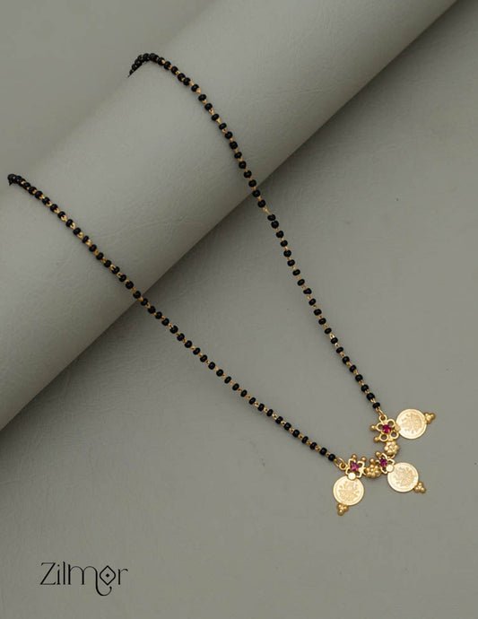 Gold Plated Kaashu Pendant Mangalsutra Necklace - KE100701 1-Zilmor