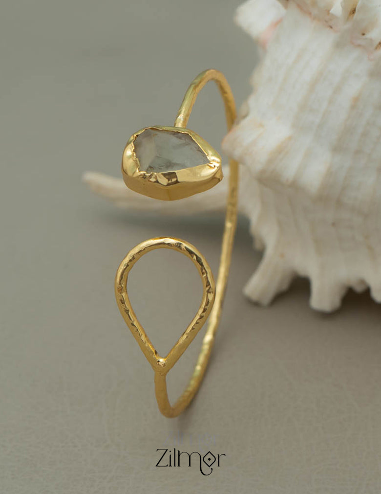 Gold Toned Adjustable Natural Stone Bangle - AS100962
