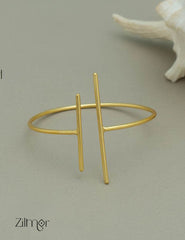 Gold plated Parallel bars simple Bangle - KC100698 1-Zilmor