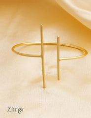 Gold plated Parallel bars simple Bangle - KC100698 2-Zilmor
