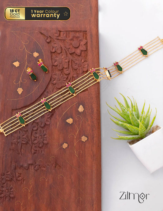 Gold tone nagapadam choker with matching Earring AG10101 1-Zilmor