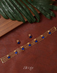 Gold tone palakka choker necklace set with Earrings AG10102 3-Zilmor