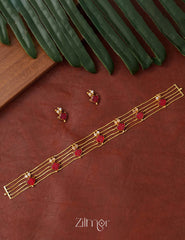 Gold tone palakka choker necklace set with Earrings AG10102 4-Zilmor