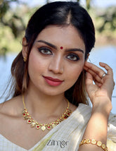 KY1011782 - Gold plated palakka coin Necklace Earrings Bangle set Combo 3-Zilmor