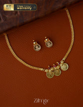 Gold tone small Kaashu chain with Matching Earrings 2-Zilmor