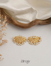 Gold toned Pearl Clustering stud Earrings - AS100422 1-Zilmor