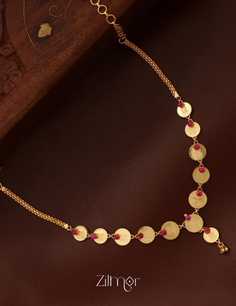 Goldtone Kaashu Lakshmi Coin Short Necklace AG100175 2-Zilmor
