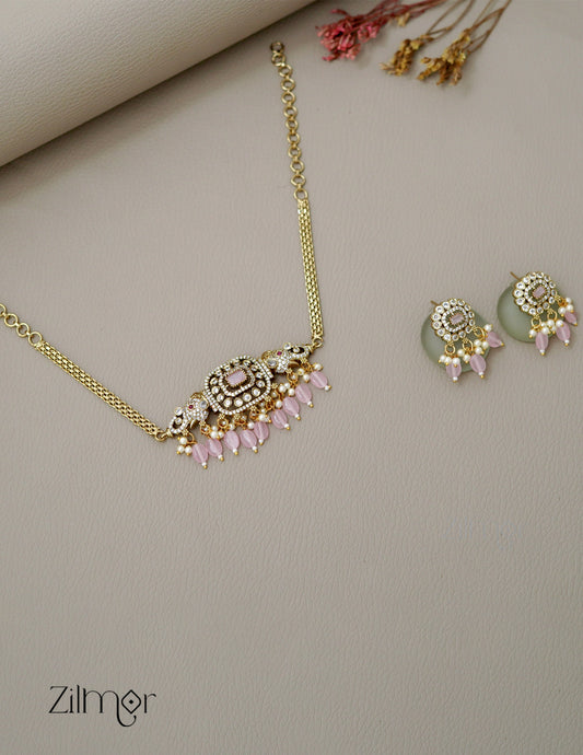 KA1011494 - Antique AD Stone Haati Neckpiece Earrings Set 1-Zilmor