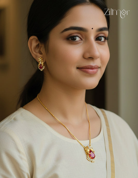 KA1011503 - Antique AD Stone Haati Neckpiece Earrings Set