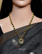 KA1011621- Green Kemp Stone Antique Choker Necklace Earrings Set 3-Zilmor