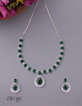 KH101082 - AD Stone Necklace with Earring set 1-Zilmor