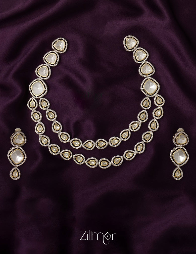 KH101161 - Bridal Kundan Necklace Earrings Set 3-Zilmor