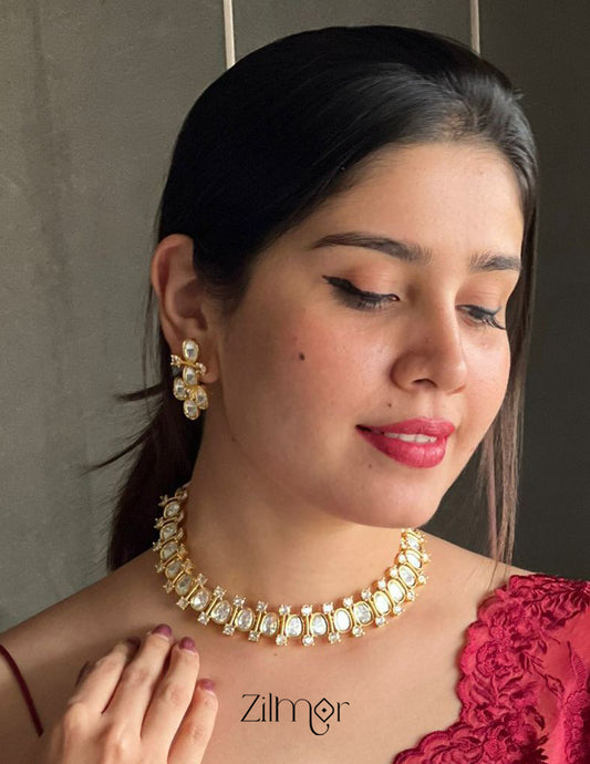 KH101222 -Kundan Necklace With Earring 1-Zilmor