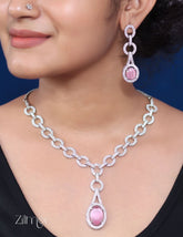 KH101465 - AD Stone Necklace Earrings Set 1-Zilmor