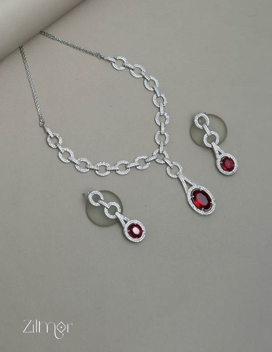 KH101465 - AD Stone Necklace Earrings Set 2-Zilmor