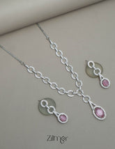 KH101465 - AD Stone Necklace Earrings Set 6-Zilmor