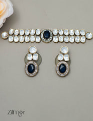 KH101507 - Moissanite Stone Kundan Necklace Earrings Set 2-Zilmor