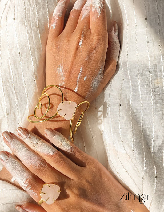 KR200132 - Adjustable Natural Stone Bangle with matching Ring 2-Zilmor