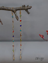 KT1011153 -Gold Semi Precious Stone Long Earrings 3-Zilmor